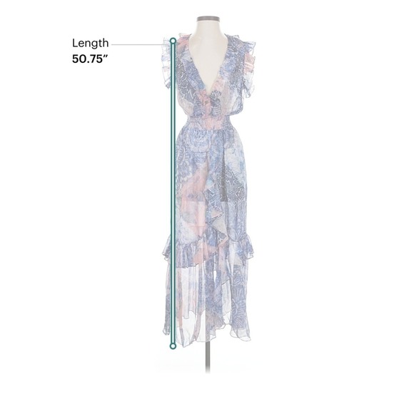 MISA Los Angeles Boho Patchwork Floral Ruffle Maxi Dress V-Neck - Picture 3 of 12